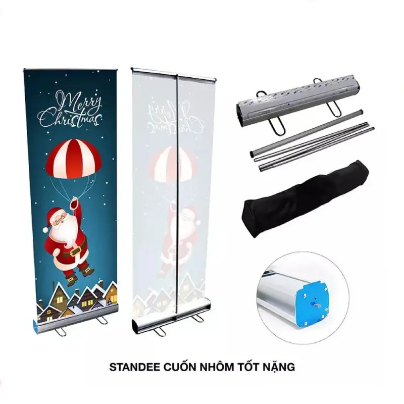 Standee Cuốn Nhôm Cao Cấp Đế Inox 80x200cm