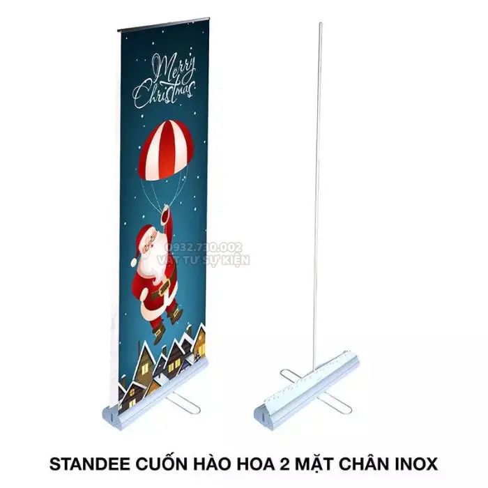 Khung Standee Cuốn Hào Hoa 2 Mặt 1 Chân Inox 80x200cm